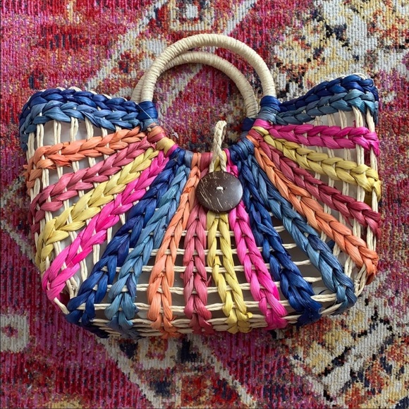 Woven Multi Color Woven Straw Purse - Picture 1 of 6